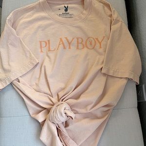 Playboy Graphic Tee, Size L, Orange/Peach Color.